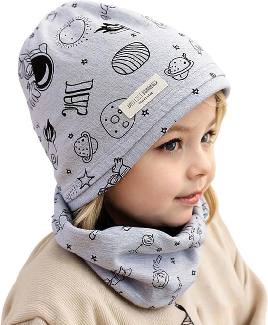 Kinder Muts en Sjaal Set - Wintermuts Nekwarmer - Warm Blijven - Dubbele Laag - 120 g - Meerdere Kleuren