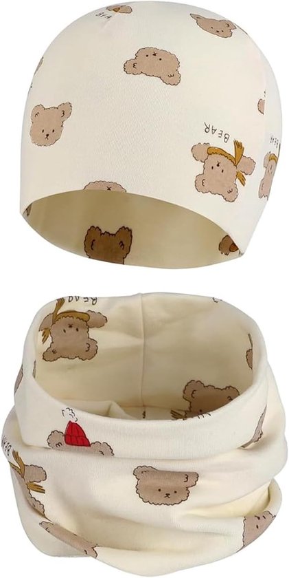 Kinder Muts Sjaal Set - Baby Winterkleding - Warm Blijven - Zacht Ademend Katoen - 0-5 Jaar