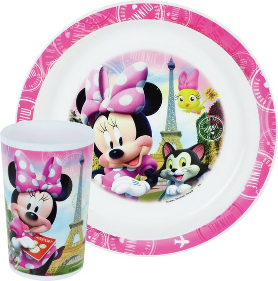 Kinder ontbijt set Disney Minnie Mouse 2-delig van kunststof van Kinder