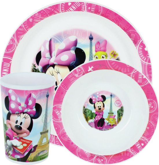 Kinder ontbijt set Disney Minnie Mouse 3-delig van kunststof van Kinder