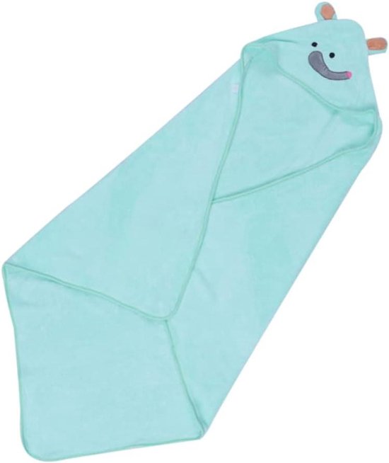 Kinder Poncho - Badjas Handdoek - Na het zwemmen - Zacht Koraalvlies - 90 x 90 cm - Cyaan