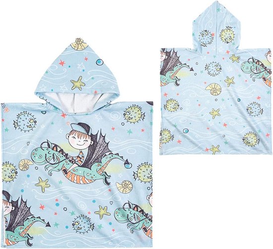 Kinder Poncho Handdoek met Capuchon van Katoen voor Strand en Na het Bad - Absorberend en Zacht