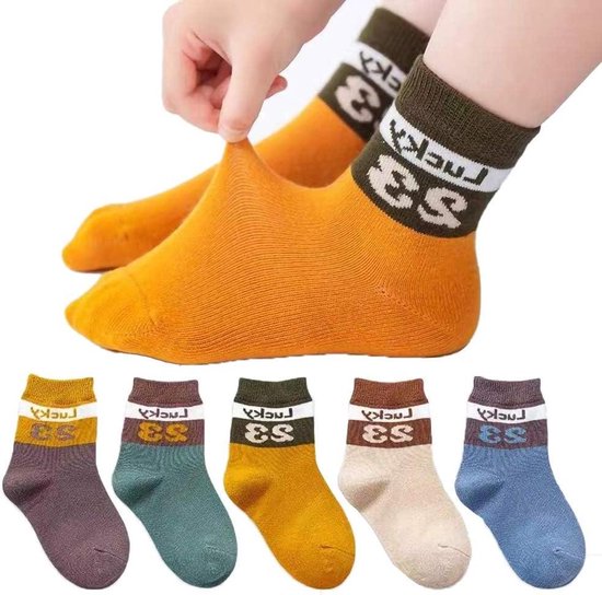 Kinder Sokken - Warme Sokken - Winter Bescherming - Anti-slip Zolen - 5 Paar - Meerdere Kleuren