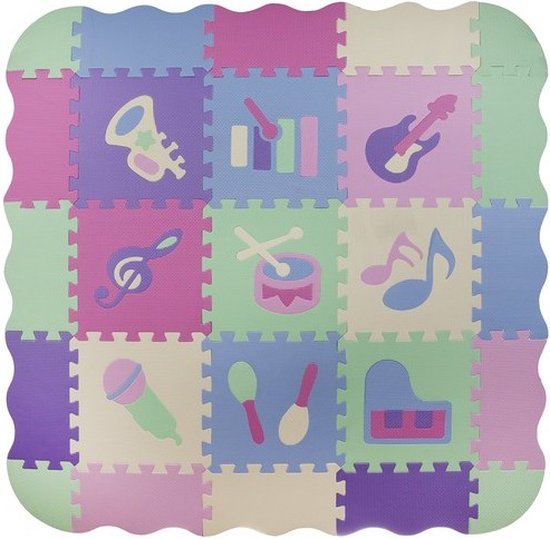 Kinder speel vloer - Schuimpuzzels voor op de grond 9st - muziekinstrumenten 30x30cm van Merkloos