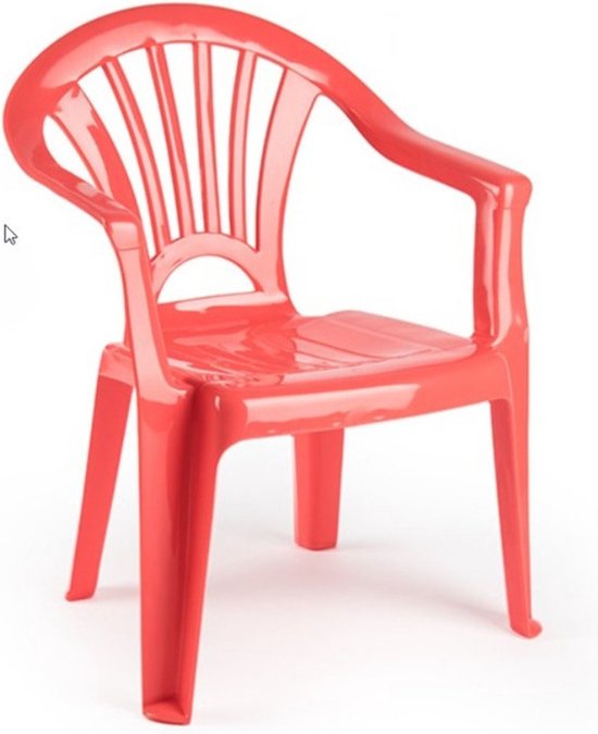 Kinder stoelen 50 cm - Koraal rood - Tuinmeubelen - Kunststof binnen/buitenstoelen voor kinderen van Kinder