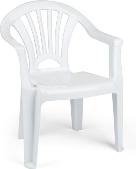 Kinder stoelen 50 cm - Wit - Tuinmeubelen - Kunststof binnen/buitenstoelen voor kinderen van Kinder