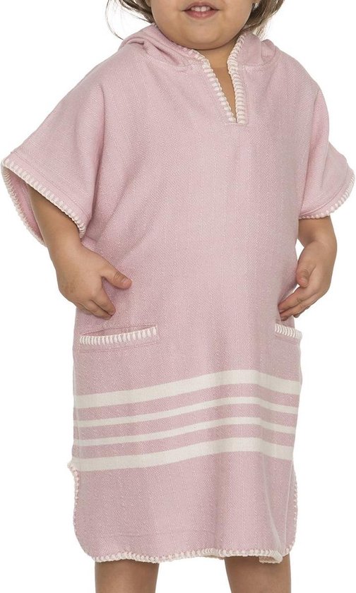 Kinder Strandponcho Hamam Rose Pink - 2-3 jaar - - jongens/meisjes/unisex pasvorm - poncho handdoek voor kinderen met capuchon - zwemponcho - badcape - badponcho van Kinder