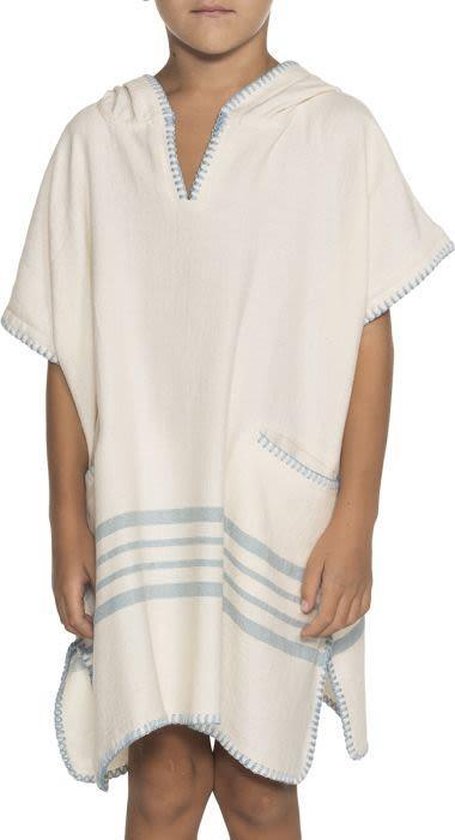 Kinder Strandponcho Natural Light Blue - 2-3 jaar - - jongens/meisjes/unisex pasvorm - poncho handdoek voor kinderen met capuchon - zwemponcho - badcape - badponcho van Kinder
