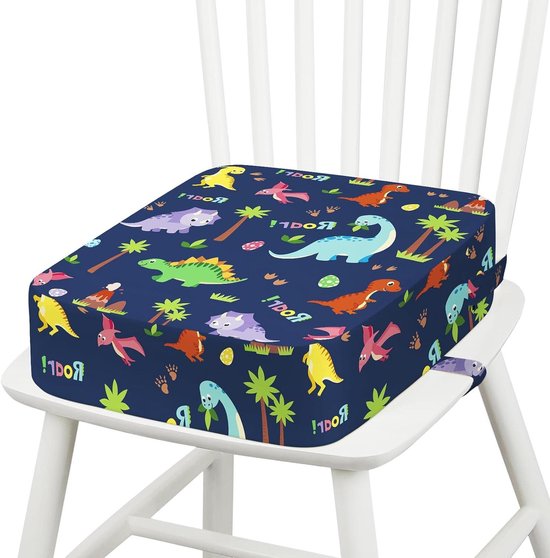 Kinder Stuk Stoel - Verhoogkussen Zitting - Aan Tafel Zitten - Verstelbaar Antislip - 23 x 19 cm - Dinosaurus