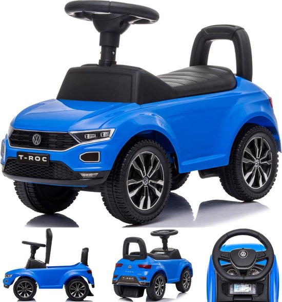 Kinderauto Volkswagen loopauto vanaf 1 jaar met claxon, verchroomde velgen, opbergvak onder de stoel (Blauw) van Merkloos