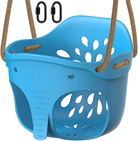 Kinderbabyschommel, kinderschommel met karabijnhaken, kinderschommel voor tuin, verstelbaar touw lang 150-200cm, schommelplank 272 kg capaciteit, blauw van Kinder