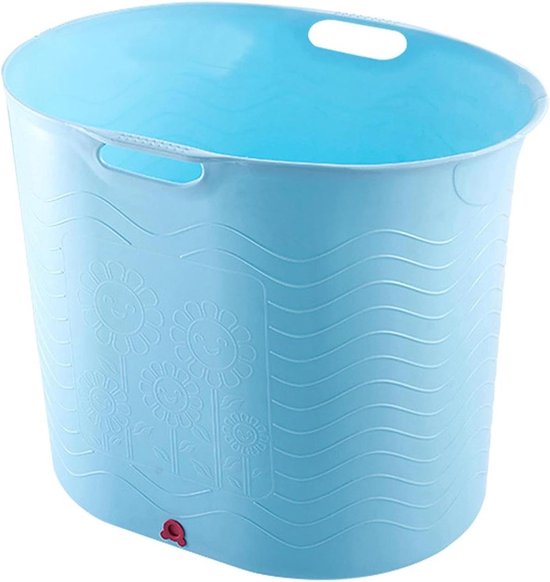 Kinderbad Draagbaar - Babybadje Emmer - Baby Baden - Hoge Temperatuur Bestendig - 65 x 40 x 54 cm - Pauwenblauw