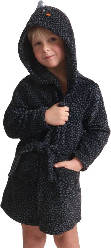 Kinderbadjas dinosaurus - badjas kinderen met capuchon - fleece - jongens & meisjes - maat 128 van Merkloos