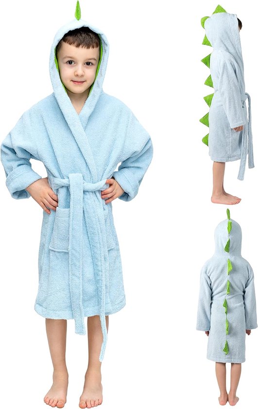 Kinderbadjas dinosaurus voor jongens en meisjes, 100% katoen, Oeko-Tex® van Kinder