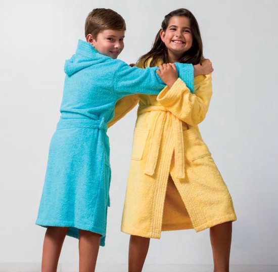 Kinderbadjas met Capuchon Uni Pure 2 Jaar Aqua col 3236 van Kinder