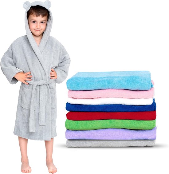 Kinderbadjas Met Capuchon - Zachte Badjas - Na Het Baden - Oeko-Tex Gecertificeerd - 1 T/M 12 Jaar - Meerdere Kleuren van Merkloos