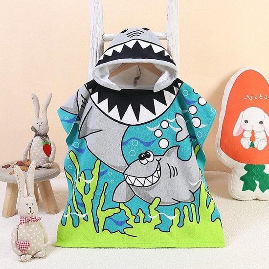 Kinderbadjas - Poncho handdoek - Na het baden - Zacht microvezel - 60x120 cm - Cartoon print