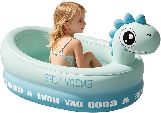 Kinderbadje Opblaasbaar - Speelbadje Zwembad - Waterpret Binnen Buiten - Robuust PVC Materiaal - 85 x 53.5 cm - Dinosaurus