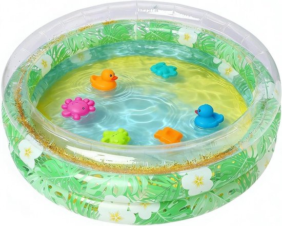 Kinderbadje Opblaasbaar - Waterspeelbadje Tuin - Zomerplezier Buiten - Duurzaam Verdikt Materiaal - 85x85x25 cm - Floret