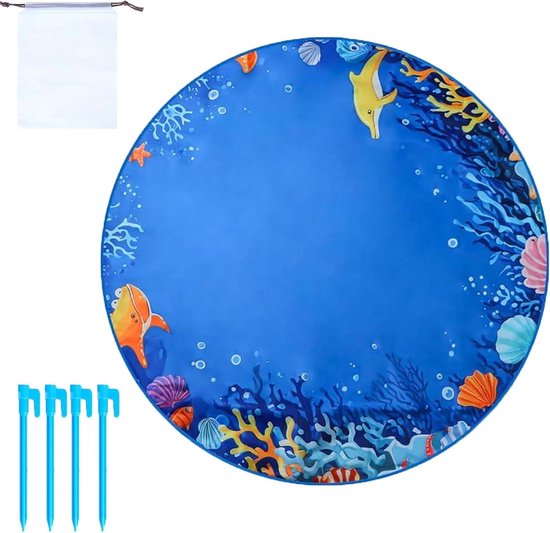 Kinderbadje - Opblaasbadje Plonsbad - Buitenspelen Water - Geen Opblaaswerk - 150x150x1 cm - Met Oceandessins