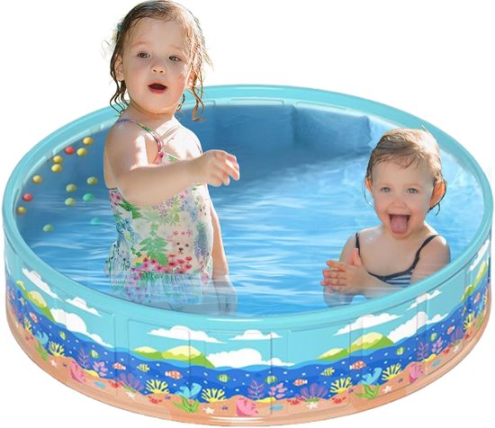 Kinderbadje Opvouwbaar - Draagbaar Zwembad - Waterpret Buiten - Geen Opblaas Pomp Nodig - 120 x 45 cm - Blauw