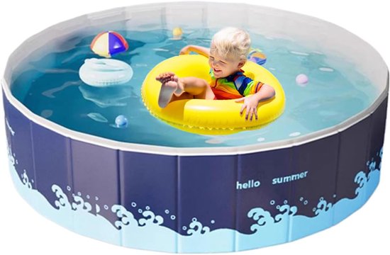 Kinderbadje Opvouwbaar - Opblaasbaar Zwembad - Waterpret Buiten - Stabiele Constructie - 90 x 90 x 48 cm - Blauw