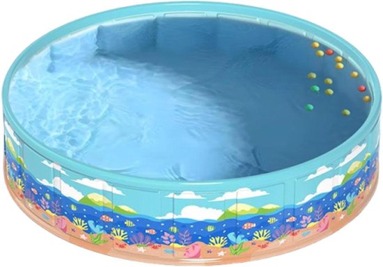 Kinderbadje Opvouwbaar - Opblaaszwembadje Buiten - Waterpret Zomer - Antislip PVC Materiaal - 160 x 45 cm - Blauw