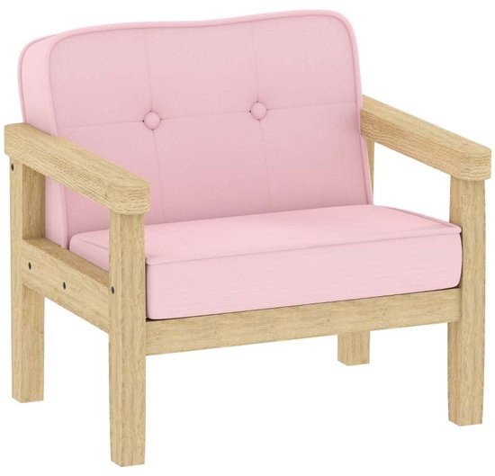Kinderbank Fauteuil 46,5x44x45 cm Roze Stevig en duurzaam houten frame Zachte ribfluweelstructuur Schuimvulling Comfortabel om te rusten en te lezen Geschikt voor kinderkamer en speelruimte 46,5x44x45 cm Roze van Merkloos