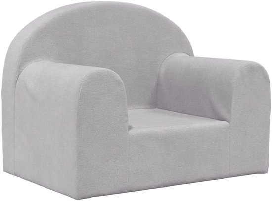Kinderbank | Kinderstoel | Kinderfauteuil | Kindersofa zacht pluche lichtgrijs van Merkloos