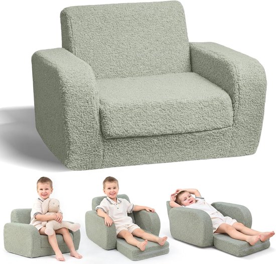 Kinderbank met Slaapfunctie - Peuterstoel Bankje - Zitten en Slapen - 3-in-1 Multifunctioneel - 91 x 25 x 52 cm