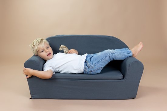 Kinderbankje - KidZ ImpulZ - Peuterbankje - Kinderbank - Kinderzetel - Kindersofa - 0 tot 5 jaar - Voor 2 kindjes - Antracietgrijs van KidZ ImpulZ