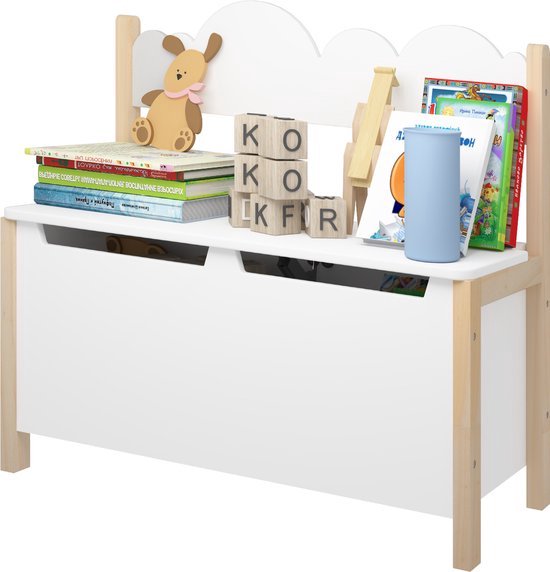 Kinderbankje - Opbergbankje - Speelgoed - Kinderbank met rugleuning van Merkloos