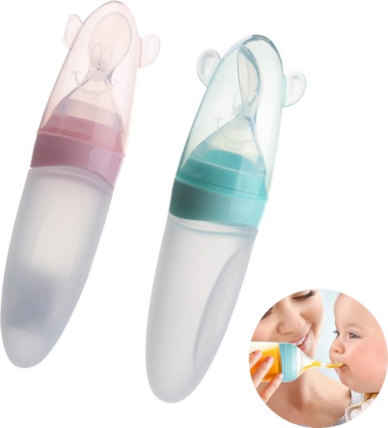 Kinderbestek - Lepeltje - Zachte Siliconen Lepel - Flesweigeraar - Handige Baby Knijpfles - LOUZIR van Kinder