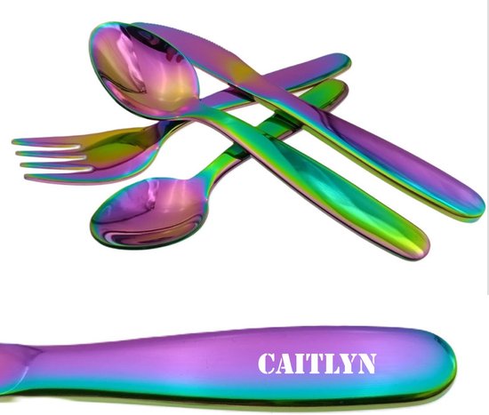 Kinderbestek Met Stoere Naam Gravering - Caitlyn - Olie van Kinder