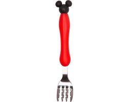 Kinderbestek - Vork - Mickey Mouse - rvs met plastic handgreep - Rood - 1 stuk van Kinder