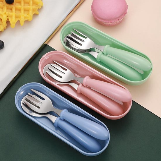 Kinderbestekset - Babybestekset - Peuterbestekset - Groen - Kraamcadeau van Kinder