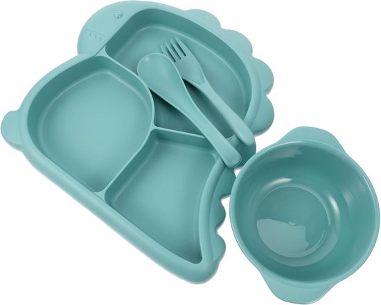 Kinderbord - Baby Bordjes - 4 Delig Set - Bpa-Vrij - Kinderservies - Antislipbasis - Vork / Lepel - Voedselveilige Materiaal - Baby Geschenk - Onbreekbaar - Duurzaam - Oven-, Vriezer-, Magnetron En Vaatwasserbestendig van Kinder