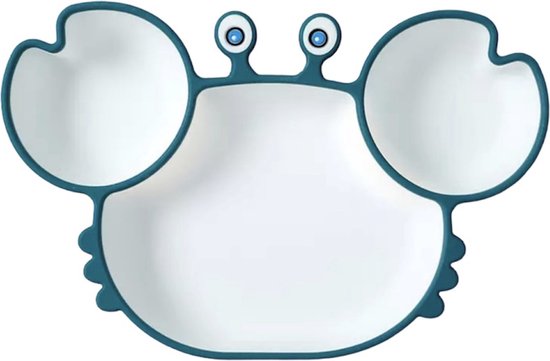 Kinderbord met vakjes en een zuignap - Blauw - Siliconen bord - antislip - kinderen - kinderservies- baby servies - baby bordje van Kinder