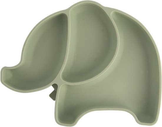 Kinderbord Silicone Split Groene Olifant 23,5x19x3,5 cm - Kinderservies - Baby - Bord van Kinder