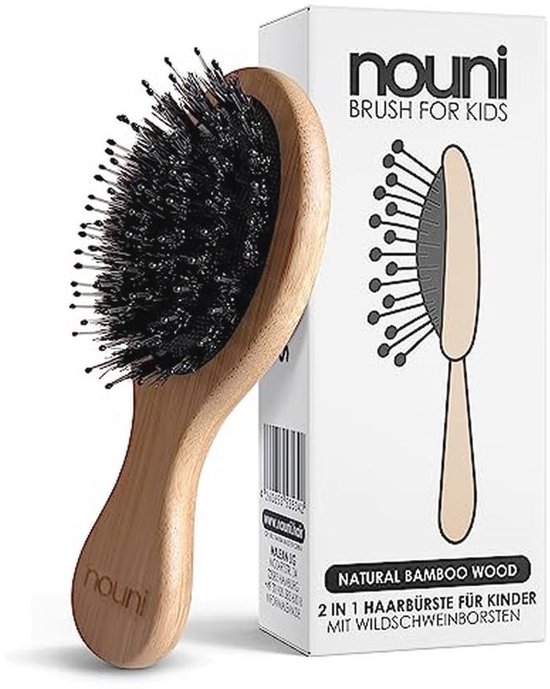 Kinderborstel van Bamboehout met Wildvarkensharen – Zacht voor Gevoelig Haar, Ideaal voor Kinderen van Merkloos