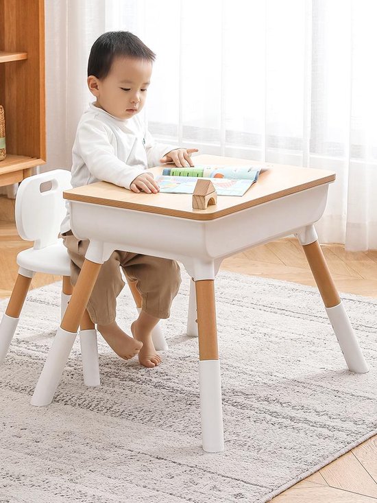 Kinderbureau,Kinderstoel,Verstelbaar meubilair,Speeltafel met stoel,Opbergtafel voor kinderen,Multifunctioneel kindermeubilair,Modern design kinderset, Bureau en stoel set voor kinderen,Voor 2 Kinderen van Merkloos