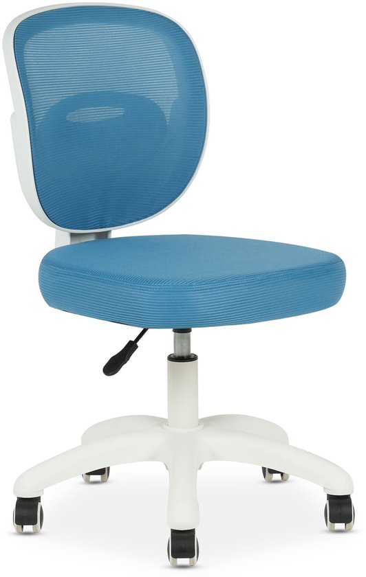 Kinderbureaustoel MAYLA met wielen, blauwKinderkamer bureaustoel ergonomisch met wielen - Kinderkamer bureaustoel, ergonomisch & in hoogte verstelbaar, netrug kinderstoel met gaslift, Home - Ambiente van Merkloos