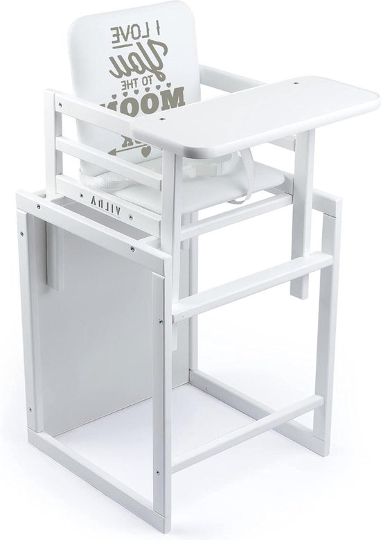 Kindercombi-kinderstoel 2-in-1 babystoel van hout - inklapbaar - stoel en tafel - vanaf 6 maanden tot 5 jaar - wit van Kinder