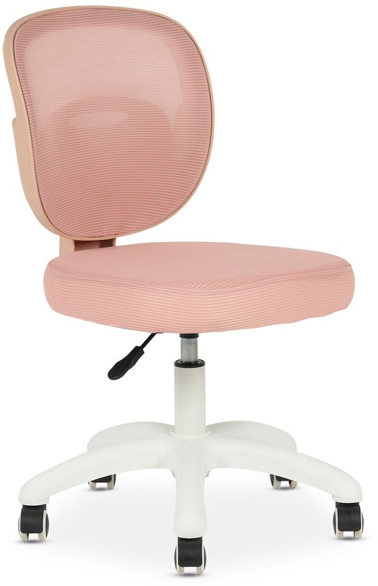 Kinderdraaistoel MAYLA met wielen, roze - kinderkamer bureaustoel, ergonomisch & in hoogte verstelbaar, kinderstoel met netrug en gaslift, kinderstoel voor thuiskantoor, zonder armleuningen - Ambiente van Merkloos