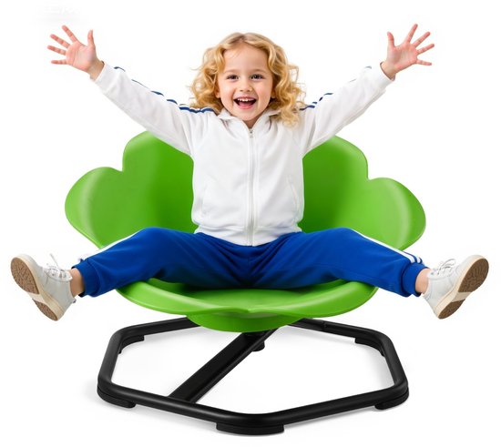 Kinderdraaistoel - Sensorische Draaistoel - Cilindrisch - Draagvermogen 100 kg - Antislip Metalen Voet - Bevordert Coördinatie, Balans en Concentratie - Groen van Merkloos