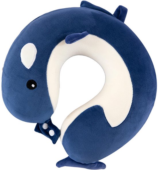 Kindereisnekkussen Voor Jongens En Meisjes - Geheugenschuim Nekkussen Voor Slaap, Draagbare Lieflijke Cartoones Reisnekkussen, Reisaccessoire Voor Vliegtuigen, Auto's, Treinen, Huis En Kantoor (Blauw) van Merkloos