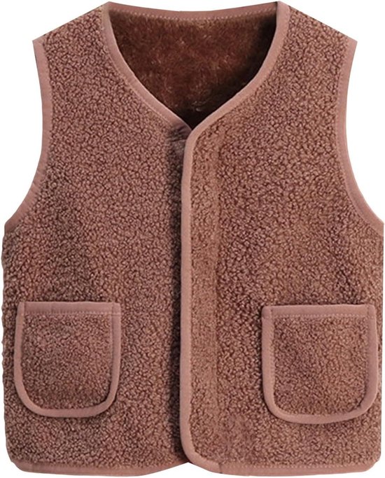 Kinderen Fleece Vest - Baby Jasje - Warm Blijven - Zachte Voering - Met Zakken - Blauw
