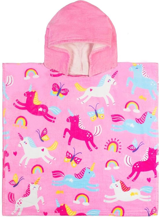 Kinderen Handdoek Capuchon - Poncho Badjas - Strand Zwembad - Vrij handen ontwerp - One size 2-7 jaar - Eenhoorn van Merkloos