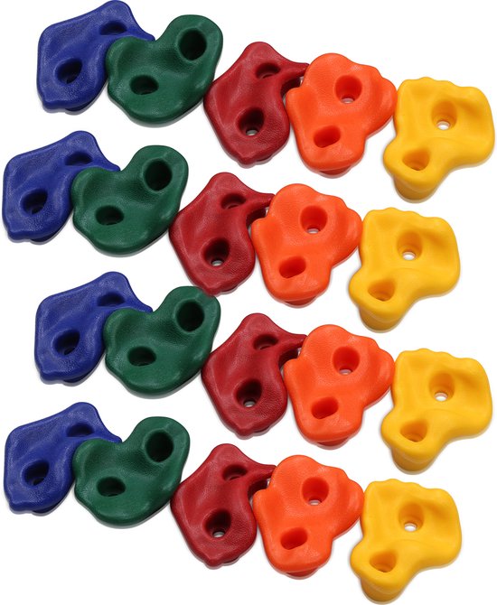 Kinderen Klimgrepen Klimstenen - 10 stuks - belastbaar tot 200 kg - inclusief bevestigingsmateriaal - klimwandhouders set voor kinderen buiten van Benedykt & Sylvester