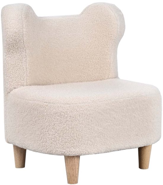 Kinderfauteuil 47x43x53cm beige Zachte stof met dikke comfortabele schuimvulling Speels berenoren ontwerp Licht en gemakkelijk te verplaatsen Veilig afgerond ontwerp Eenvoudig te monteren Geschikt voor kinderkamer woonkamer lezen en ontspannen van Merkloos